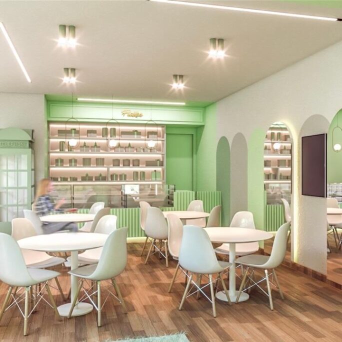 projeto de confeitaria assinado por escritório de arquitetura