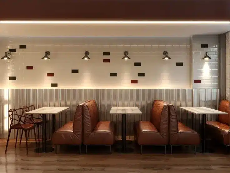 Decoração de pizzaria com clima italiano autêntico e atmosfera convidativa para o cliente Decoração de pizzarias com estilo rústico e acolhedor, paredes de tijolinhos, iluminação quente e elementos que remetem a uma cantina italiana tradicional