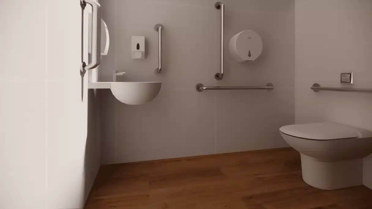 Banheiro comercial para idosos e pessoas com baixa mobilidade