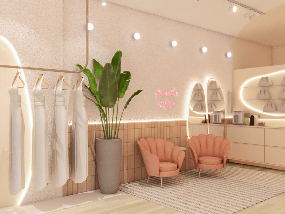 exemplo de loja com técnica de design de interiores comercial