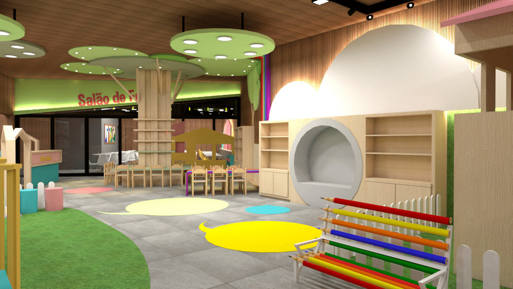 Projeto de espaço recreativo em shopping