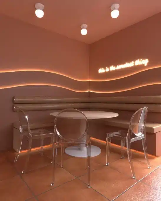 Projeto de sorveteria com paleta rosa