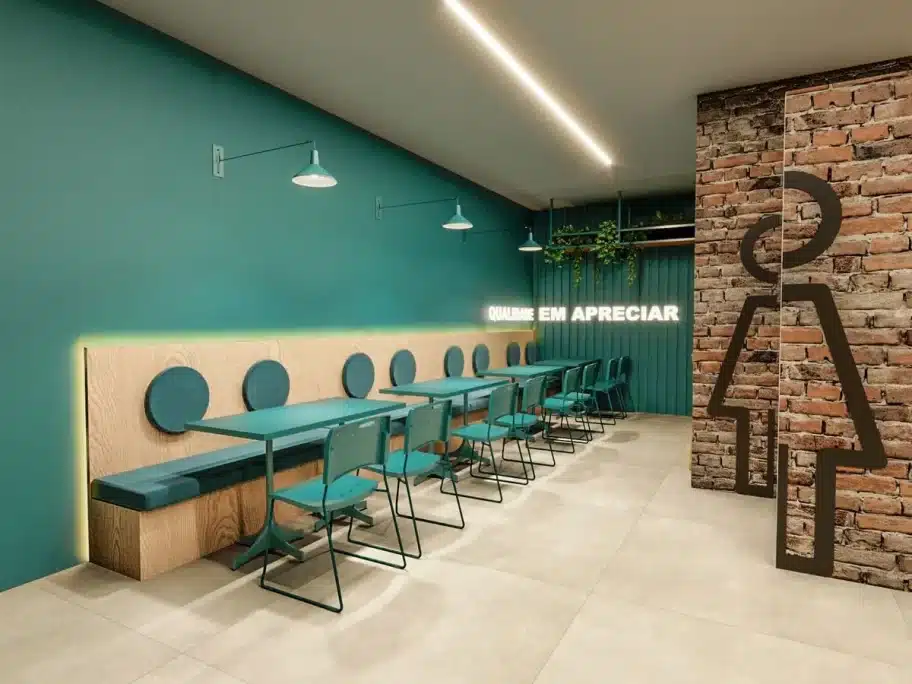 Modelo de restaurante fast food Projeto de arquitetura para restaurante fast food