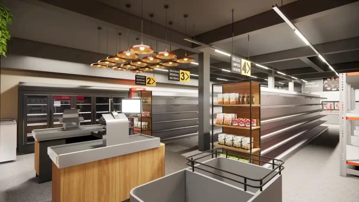Projeto arquitetônico de iluminação para supermercado