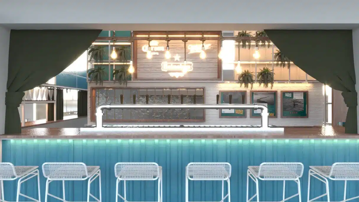 projeto de designer de interiores de restaurante de praia