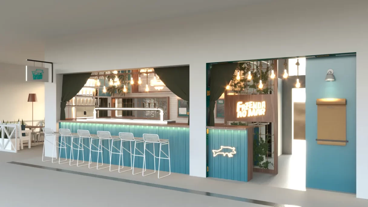 projeto de designer de interiores de restaurante de praia