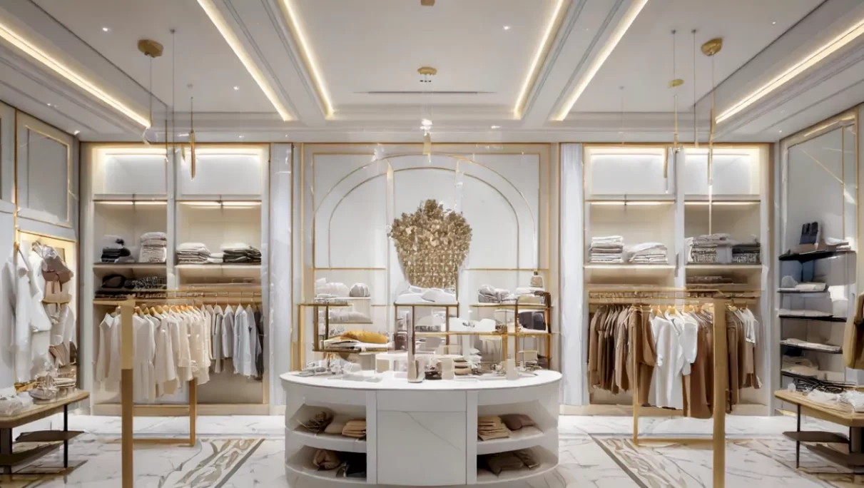 Espaço instagramável para projeto de loja de moda íntima pequena