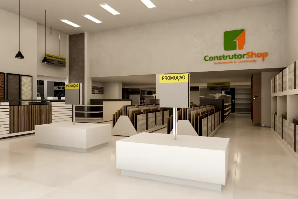 Layout para lojas de material de construção dividido por departamentos