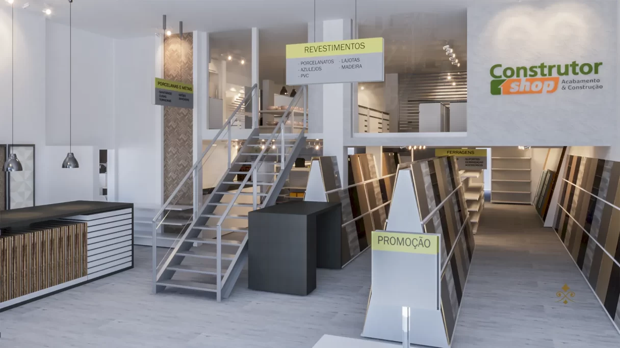 layout para lojas de material de construção em modelo de grade