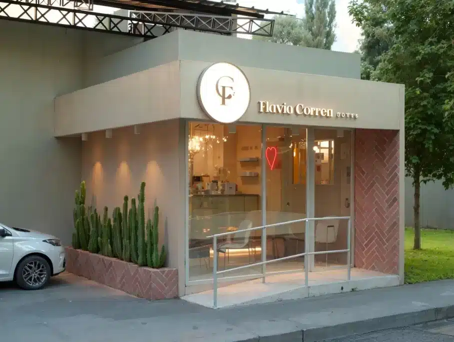 Projeto de arquitetura comercial para a doceria Flavia Correa, assinado pela Arquiter.