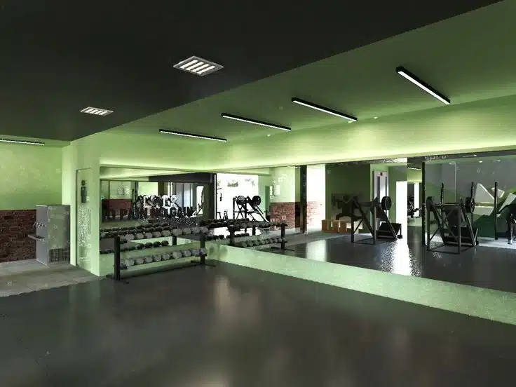 Projeto de academia Academia com piso de isolamento acústico