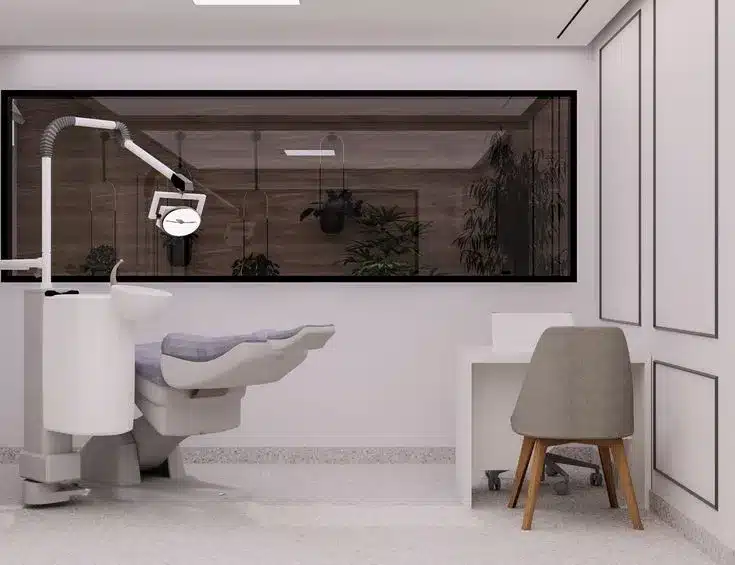 consultório odontológico moderno Projeto de consultório odontológico moderno feito por arquitetura comercial.