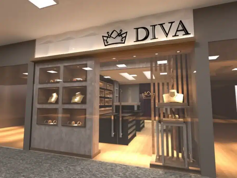 Vitrine de joias iluminada