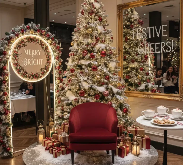 Modelo de espaço instagramável de Natal para restaurantes