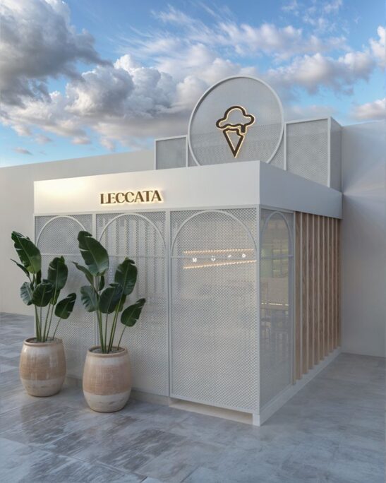 Fachada de sorveteria moderna e elegante