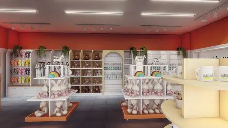 Modelo de papelaria fofa, colorida e com presentes a venda