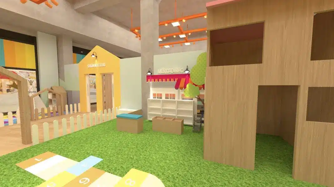 restaurante com espaço kids grande Modelo de restaurante com espaço kids espaçoso e decorado para atrair mais clientes