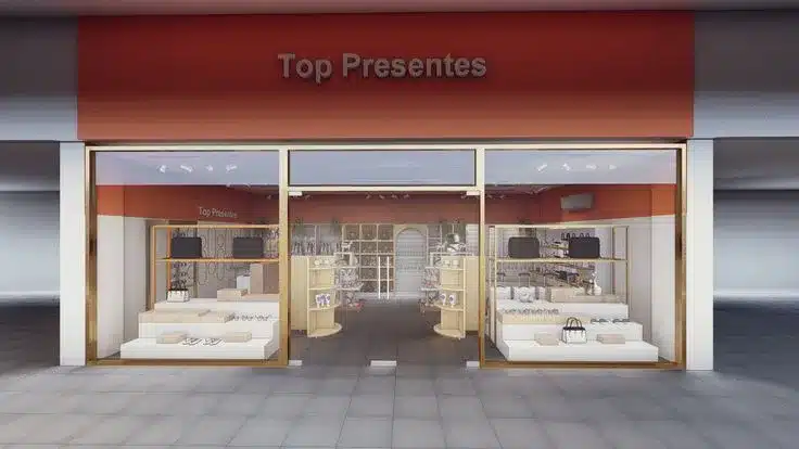 Fachada de papelaria e loja de presentes