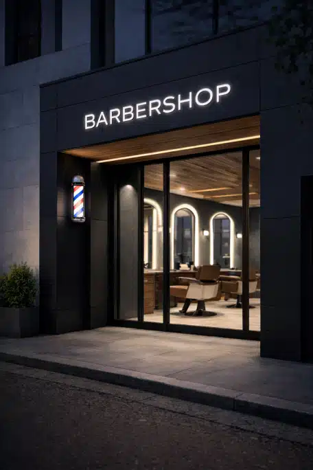Fachada de barbearia simples