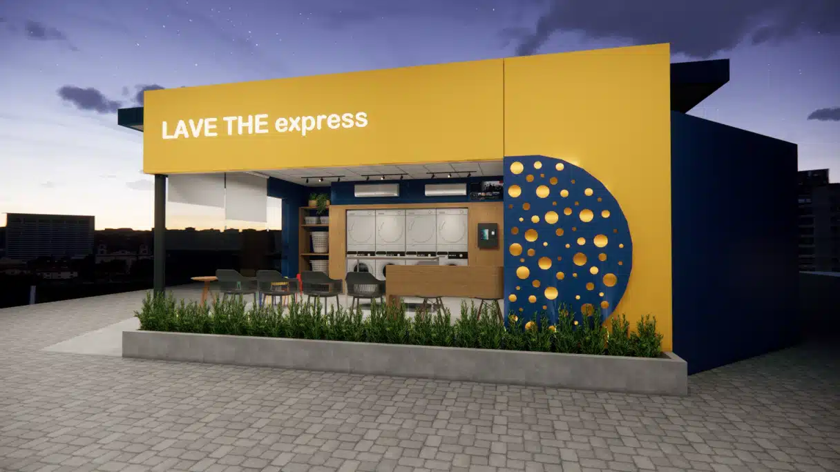 ideias para fachada de lavanderia de esquina fachada de lavanderia self-service de esquina