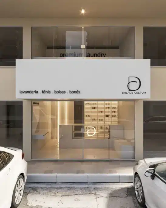 modelo de fachada de lavanderia fachada de lavanderia moderna em cores neutras