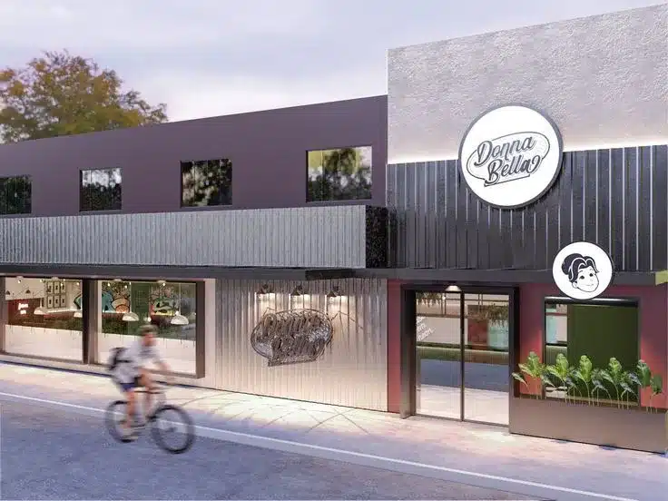 Exemplo de fachada de pizzaria moderna