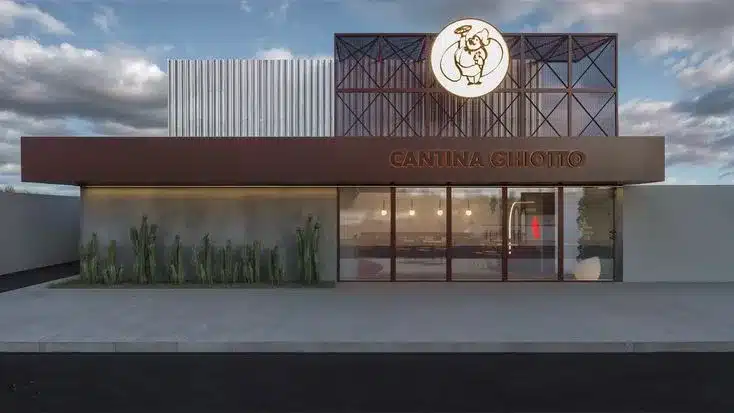 modelo de fachada de pizzaria moderna e italiana