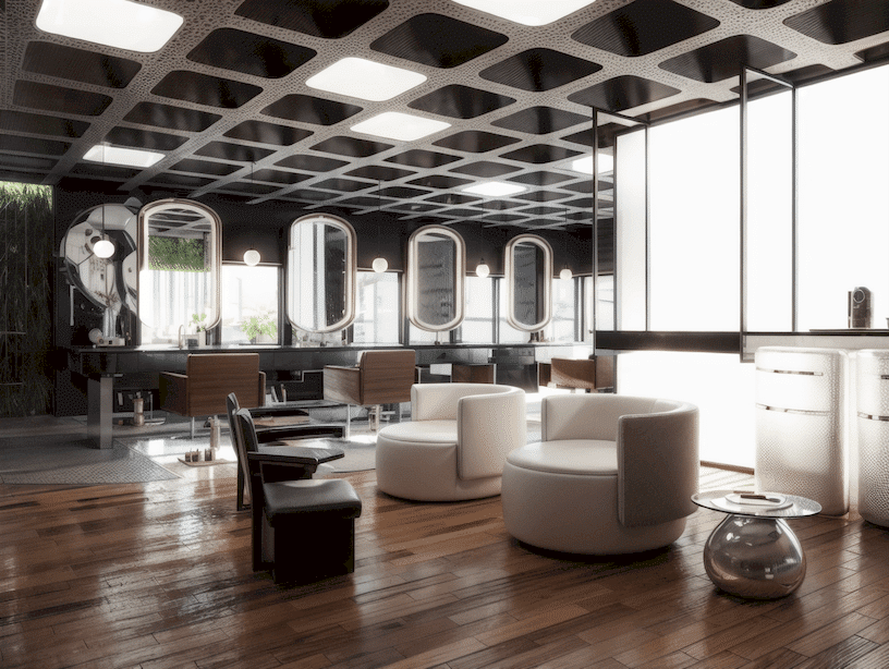 Projeto de arquitetura de barbearia de luxo