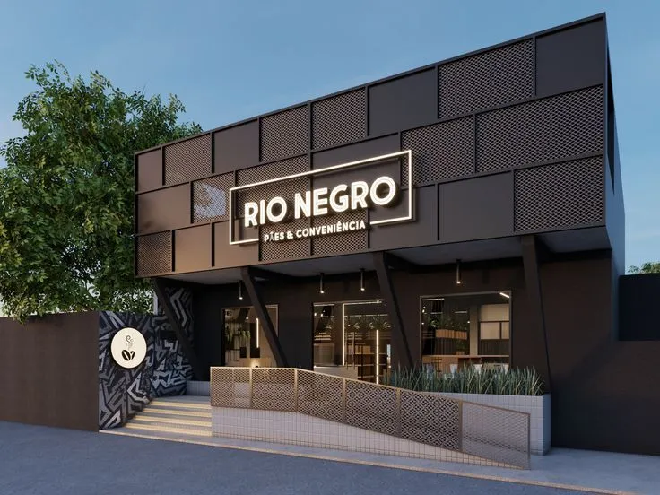 modelo de fachada de empresa fachada de empresa moderna com letreiro luminoso e destacado