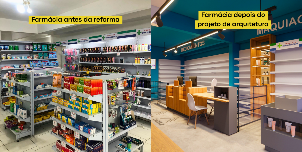 reforma de farmácia reforma comercial de farmácia feita pela Arquiter