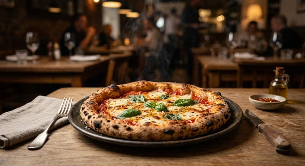 apresentação de prato restaurante e pizzaria iluminação de mesa